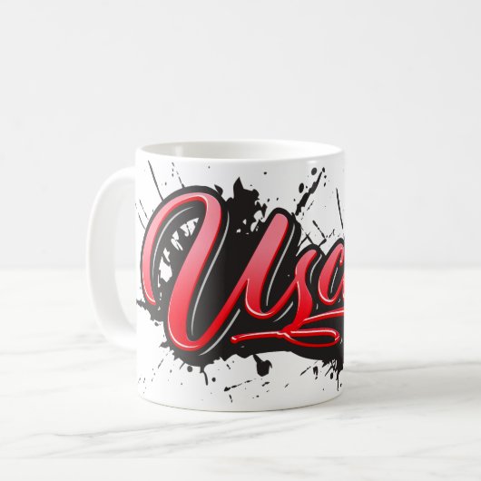 Uschi red Heart Graffiti Tasse Kaffeetasse (Vorderseite Links)