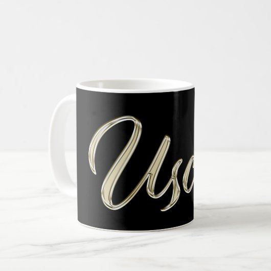 Uschi white gold Handwriting Tasse Kaffeetasse (Vorderseite Links)