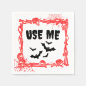"USE ME" Skeleton & Bat Halloween-Party Serviette (Vorderseite)