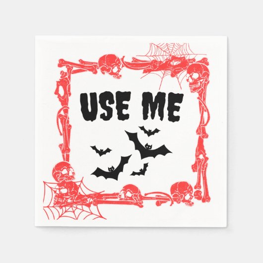 "USE ME" Skeleton & Bat Halloween-Party Serviette (Vorderseite)