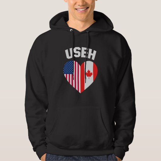 USEH America Canada Flag Funny American Canadian Hoodie (Vorderseite)