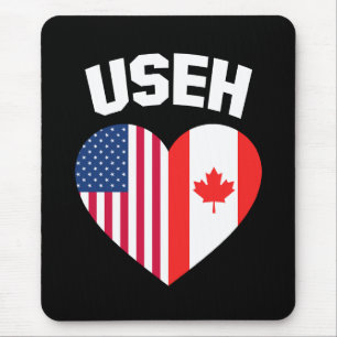 USEH America Canada Flag Funny American Canadian Mousepad