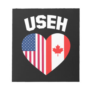 USEH America Canada Flag Funny American Canadian Notizblock