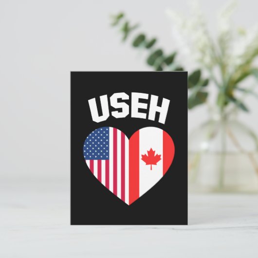 USEH America Canada Flag Funny American Canadian Postkarte (Stehend Vorderseite)