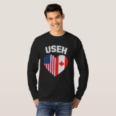 USEH America Canada Flag Funny American Canadian T-Shirt (Vorne ganz)