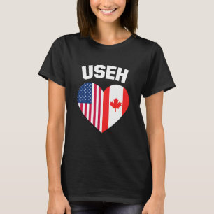 USEH Amerika Kanada Flagge Lustig Amerikanisch Kan T-Shirt