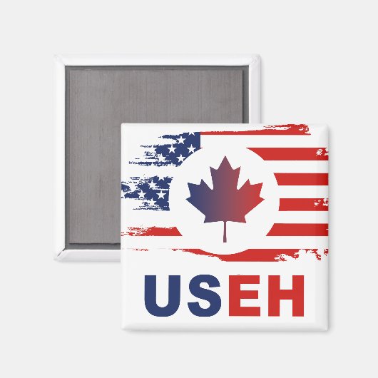USEH Half Canadian American Canada USA Flag United Magnet (Vorderseite/Rückseite)