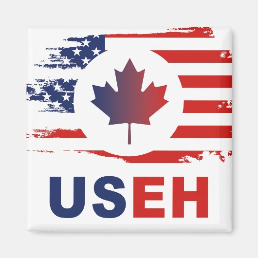 USEH Half Canadian American Canada USA Flag United Magnet (Vorne)