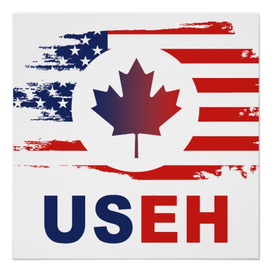 USEH Half Canadian American Canada USA Flag United Poster (Vorderseite)