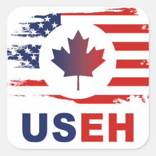 USEH Half Canadian American Canada USA Flag United Quadratischer Aufkleber
