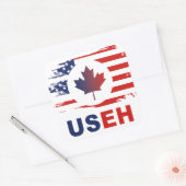 USEH Half Canadian American Canada USA Flag United Quadratischer Aufkleber (Umschlag)