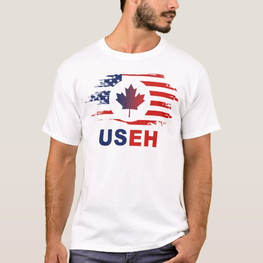 USEH Half Canadian American Canada USA Flag United T-Shirt (Vorderseite)