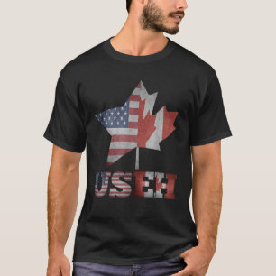 USEH Leaf Canadian American Flag Kanada USA Flag G T-Shirt