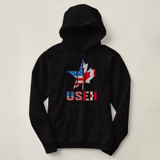 Useh Leaf Canadian American Flag Mapa Kanada USA  Hoodie (Design vorne)