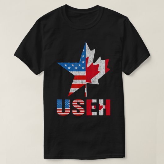 Useh Leaf Canadian American Flag Mapa Kanada USA T-Shirt (Design vorne)