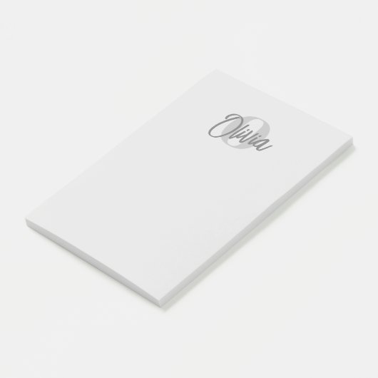 User Cool Monochrome Grey Trendy Script Monogram Post-it Klebezettel (angewinkelt)