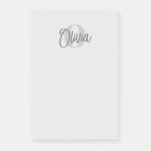 User Cool Monochrome Grey Trendy Script Monogram Post-it Klebezettel (Vorderseite)