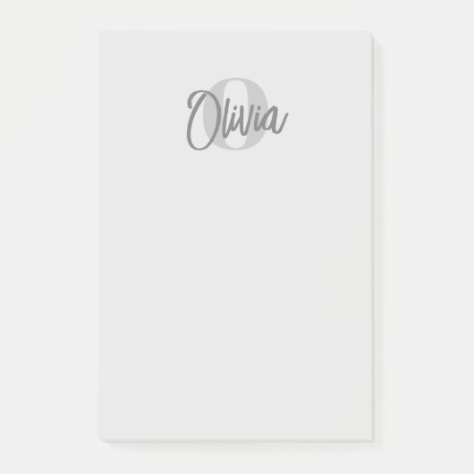User Cool Monochrome Grey Trendy Script Monogram Post-it Klebezettel (Vorderseite)