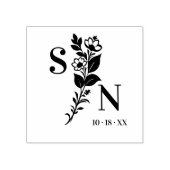 User Lavish Romantic Flower Deluxe Wedding Initial Gummistempel (Prägung)