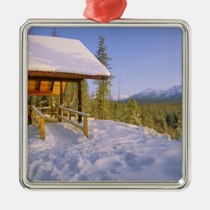 USFS Schnauss Cabin Vermietung im Winter Ornament Aus Metall