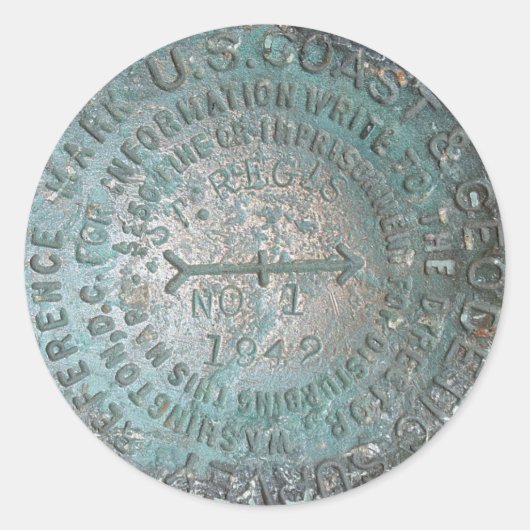 USGS Benchmark, St. Regis Mountain Geodetic Survey Runder Aufkleber (Vorderseite)