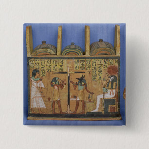 Ushabti Schatulle mit einer Szene von psychostasis Button