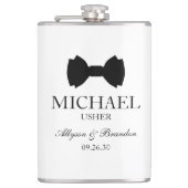 Usher Black Bow Krawatte Flachmann (Vorderseite)