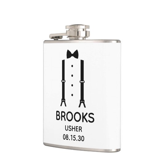 Usher Black Bow Krawatte Flachmann (Links)