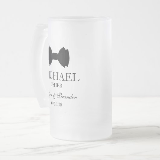 Usher Black Bow Krawatte Mattglas Bierglas (Vorderseite Links)