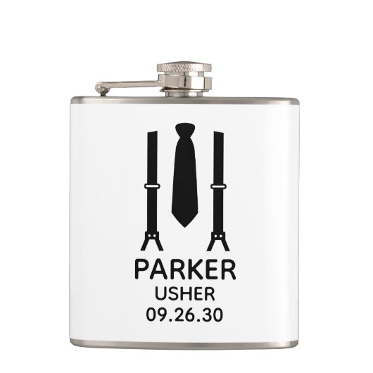 Usher Black Krawatte Flachmann (Vorderseite)