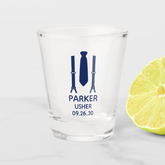 Usher blaue Krawatte Schnapsglas (Vorderseite)