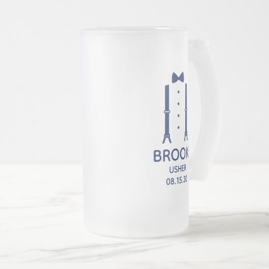 Usher Blue Bow Krawatte Mattglas Bierglas (VorderseiteRechts)