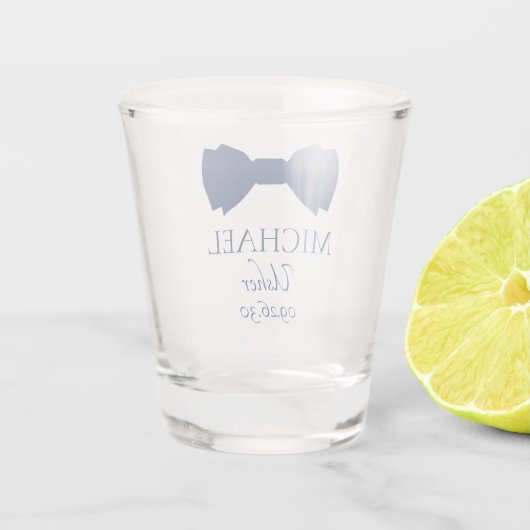 Usher Blue Bow Krawatte Schnapsglas (Rückseite)