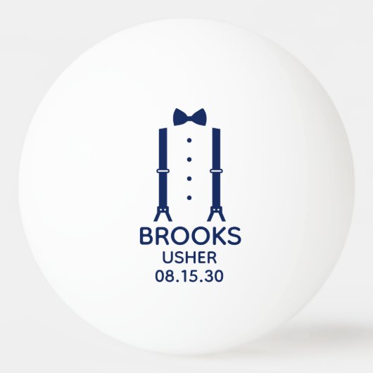 Usher Blue Bow Krawatte Tischtennisball (Vorderseite)