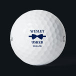 Usher Blue Bow Tie Golfball<br><div class="desc">These golf balls are a great favor for the ushers in your wedding. They feature a blue bow tie with the usher's name above it in a modern CAP font and the words Usher along with the wedding date below. They'd be great for a bachelor party or weekend. The job...</div>