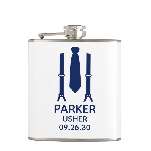 Usher Blue Krawatte Flachmann (Vorderseite)