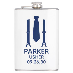 Usher Blue Krawatte Flachmann