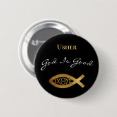 Usher Christlich Church God is good Modern Black Button (Vorne & Hinten)