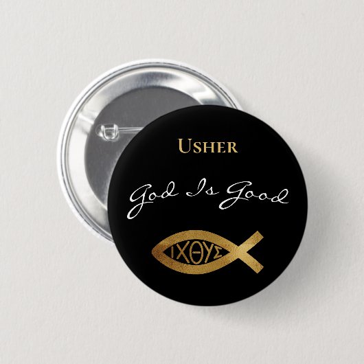 Usher Christlich Church God is good Modern Black Button (Vorne & Hinten)