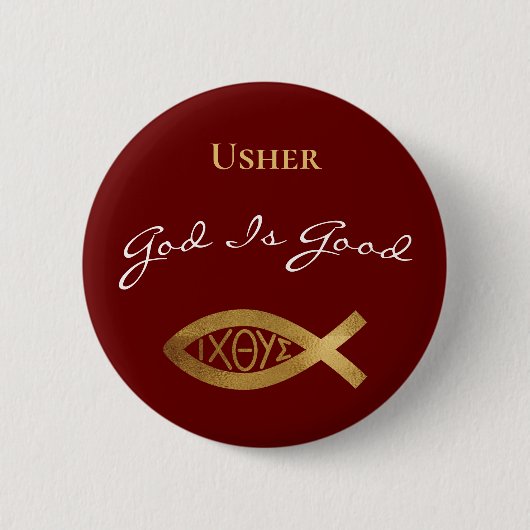 Usher Christlich Church God is good Modern Red Button (Vorderseite)