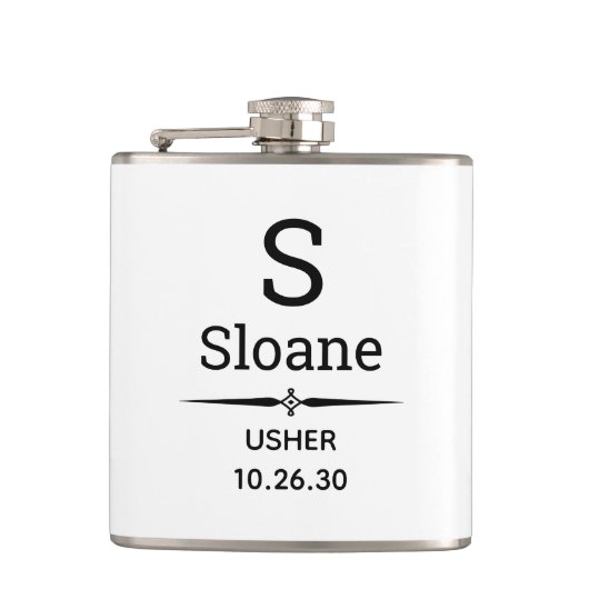 Usher-Monogramm-Flachmann Flachmann (Vorderseite)