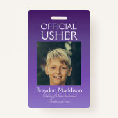 USHER Photo Official Badge Purple Mauve Ausweis (Vorderseite)