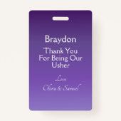 USHER Photo Official Badge Purple Mauve Ausweis (Rückseite)