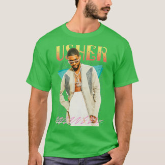Usher Retro ästhetisches Fan Art Button T-Shirt