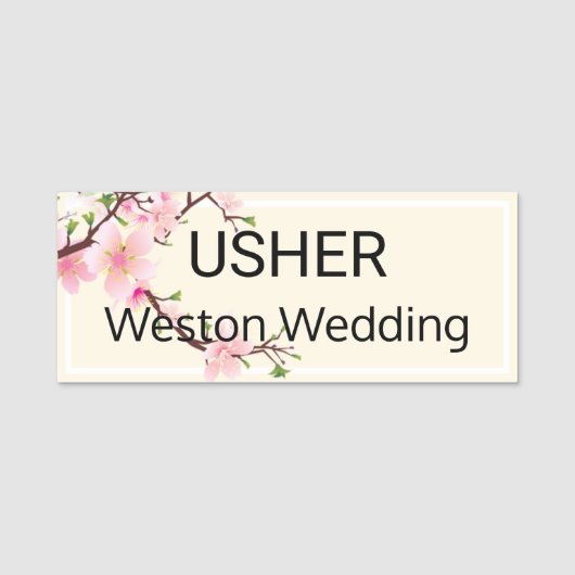 Usher Wedding Cherry Blüten Magnetic Back Namensschild (Vorderseite)
