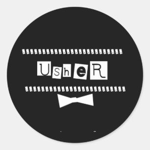 Usher White auf Black Runder Aufkleber