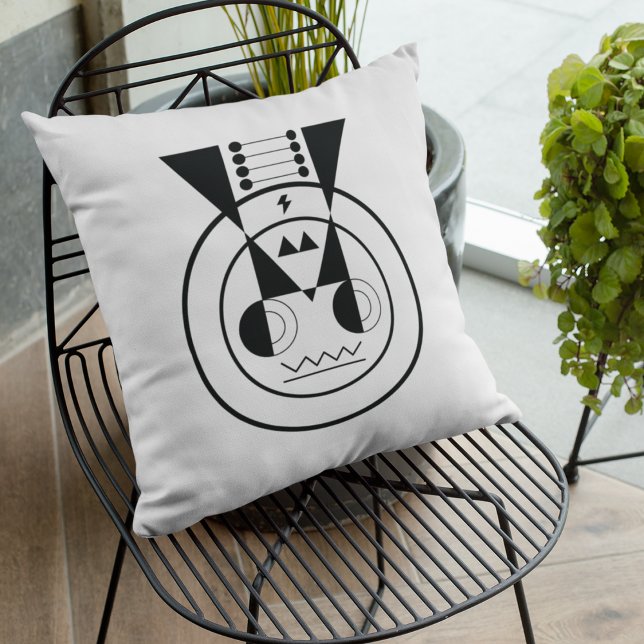 Ushi Zodiac - Geometrisches Ox-Akzentkissen Kissen (Rest with quiet power - Ushi zodiac pillow for calm, modern spaces.)