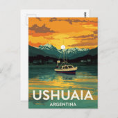 Ushuaia Argentina Sunset Boat Beagle Postkarte (Vorne/Hinten)
