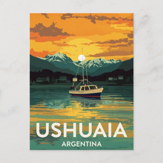 Ushuaia Argentina Sunset Boat Beagle Postkarte (Vorderseite)