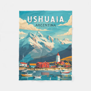 Ushuaia Argentina Travel Art Vintag Fleecedecke